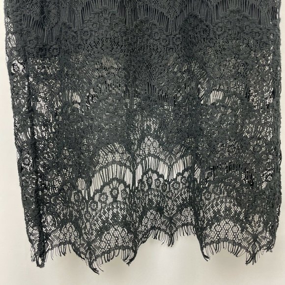 Intimately Free People Black Peekaboo Lace Slip Dress Scallop Hem Size S/M - Picture 9 of 12